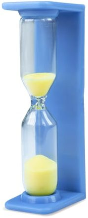 wellsamed Zahnputzuhr mit gelbem Sand, Sanduhr, Timer, Zahnputztimer, eckig, 2 Minuten (Blau)