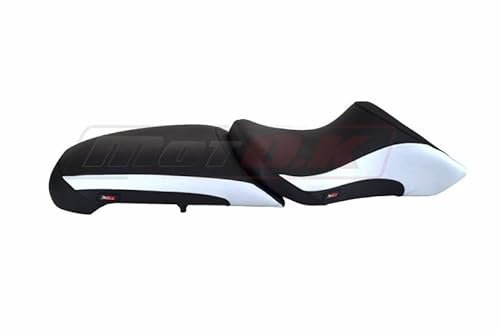 Moto Discovery Funda de Asiento Compatible con BMW R850R 1994-2002 Negro/Blanco