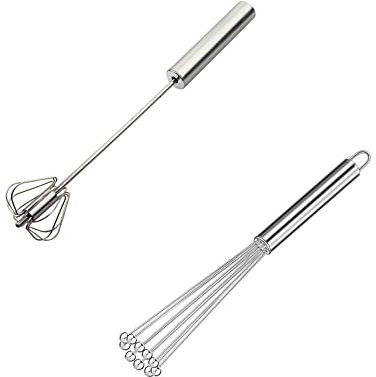 Naisfei Frusta da Cucina in Acciaio Inossidabile, Frusta da Cucina, 2 Pezzi Frustino in Acciaio, frullino da cucina manuale, agitatore di uova professionale per cucina o ristorante