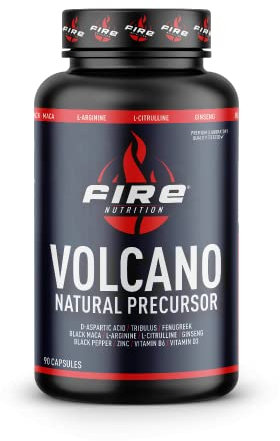 Fire Nutrition - Volcano Natural Precursor 90 caps - Aumenta Niveles de Testosterona - DAA/Tribulus/Fenogreco/Maca Negra/Arginina/Citrulina/Ginseng/Pimienta Negra/Zinc/B6/D3