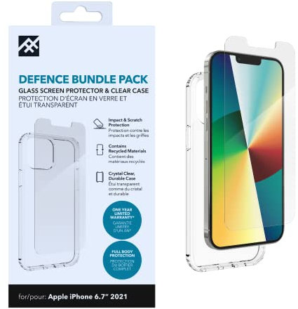 ZAGG iFrogz Defence Glass Screen Protector Compatible for iPhone 13 Pro Max, Bonus Clear Case, Shockproof, Scratch Resistant, Case Friendly, Smudge Resistant, Tempered Glass, Clear