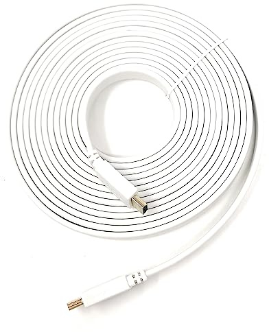 mCore HDMI to HDMI 4K 60Hz High Speed FLAT Cable LCD LED UHD HD TV Game Console Laptop PC Ethernet Video Return Lead Gold Plated Contacts (5m, White)