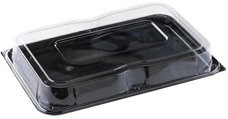 Sunrise Packaging 5 x Reusable Sandwich Trays with Lids | Recyclable Catering Trays Buffet Party BBQ Serving Platters | Cakes Sweets Treats Display Trays (LARGE (45cm x 31cm))
