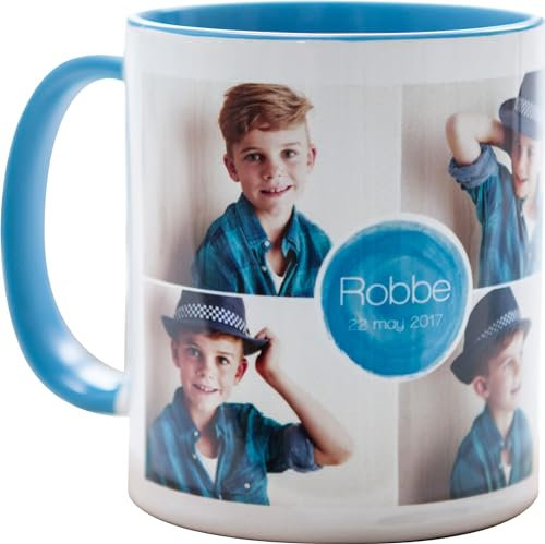 Smartphoto Keramikbecher personalisiert - Foto Ihrer Wahl - Fototasse - Geschenkidee für Frauen, Männer, Geburtstag, Valentinstag, Muttertag, Vatertag, Weihnachten - Blau