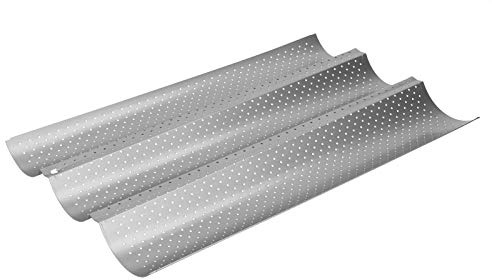 Molde para pan francés de acero inoxidable, antiadherente con ranuras onduladas, bandeja para hornear profesional, for panadería casera, repostería y catering