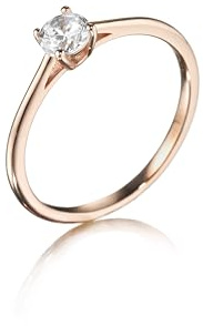 inSCINTILLE Anello Solitario Donna Argento 925 con Zirconia Cubica, Anello Fidanzamento con Confezione Regalo (Oro Rosa, 18)