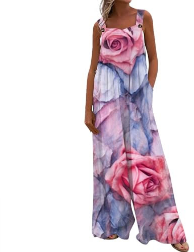 Saymany Jeans Overall Damen Große Größen Ärmellos Damen Jumpsuit Einteiler Damen Jumpsuit Glitzer Overall Latzhose Damen Jeans Glitzer Jumpsuit Jumpsuit Damen Schwarz Jumpsuits Für Damen(2-Pink,M)