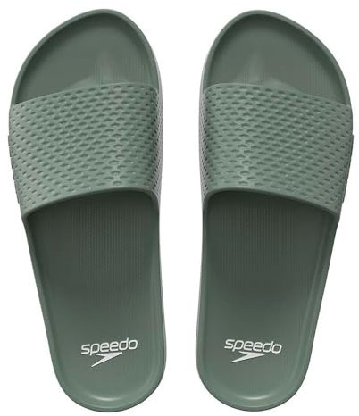 Speedo Men's Essential Slides | Pool Sliders | Quick Dry, Soft Olive, 12