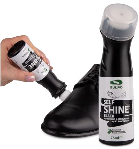 SULPO crema zapatos negro - betun para zapatos - crema zapatos cuero - con base de agua- acondicionador de cuero - crema limpiadora zapatillas -aplicador de esponja - 75ml