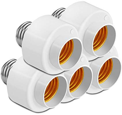 Eighosee 5 Pack Tuya Smart Life WiFi Smart Light Bulb Socket Adapter E26 Switch Work with Home IFTTT