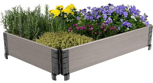 dobar® wetterfeste Palettenrahmen Hochbeet aus wetterfestem WPC - Frühbeet-Umrandung stapelbar für Anzucht - 90 x 60 cm - Grau