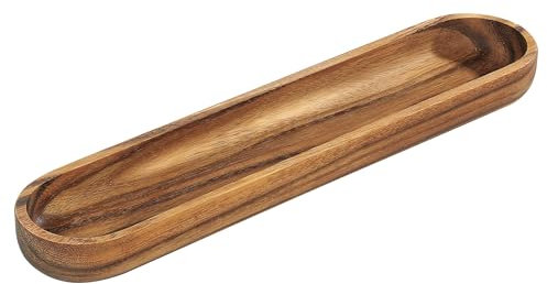 Zassenhaus Bandeja de Madera de Acacia Con Asas - Para Baguette y Desayuno, Decoración Para Platos, Madera Dura Cultivada de Forma Sostenible, 45 x 9,5 x 4 cm