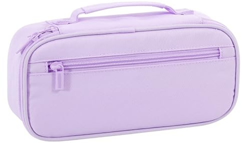 Betarami Estuche Escolar con 5 Compartimentos, Estuche Portátil para Lápices, Estuche para Lápices con Asa, para Niñas Niños Adolescentes Estudiantes Adultos, Morada