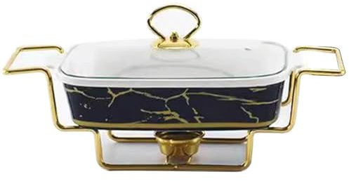 SUPBEI Cocotte avec Couvercle en Verre et Grille | Servir La Soupière | Réchaud pour Buffet | Plateau de Conserves Alimentaires Familiales | Casserole de Restauration pour Fête,1-Quart