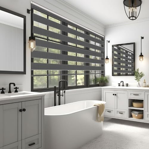 Verdunkelungsrollo Klemmfix 90 x 180 cm Verdunkelung Sonnenschutz Dachfenster Verdunkelungsrollo Inkl. Montagematerial für Fenster Und Tür, Dunkelgrau