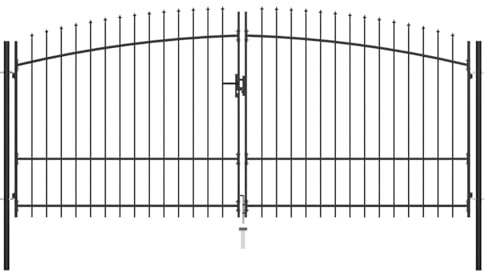 ShGaxin Doppelflügel-Gartentor mit Speerspitzen 400 x 225 cm, Gartentor, Gartentür, Gartentüren, Tor Garten, Gartentüren, Garten Tore, Flügeltore - 145741
