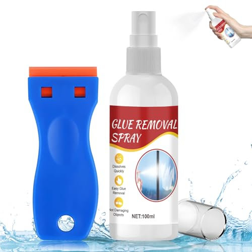 Adhesive Remover, Sticky Stuff Remover 100ml, Glue Remover & Sticky Residue Remover with Cleaning Scraper, Used to Remove Adhesive Substances Such As Glass Stickers, Glue, Grease