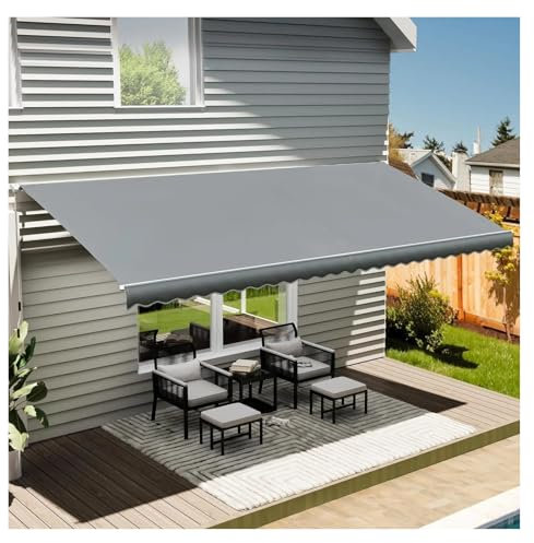 JMORCO Klemmmarkise 10x8/10x12/13x8 einziehbare Terrassenmarkise, Sonnenschutz-Schutzabdeckung, Terrassenüberdachung, Markisen mit UV-Schutz(10 x 12)