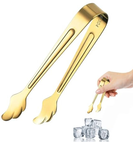 Eiszange – Eiswürfelzange für Zucker, Gold, Edelstahl, Servierzange, leichte Zuckerzange, kleine Küchenzange für Restaurant, Hochzeit, Bar, Grill