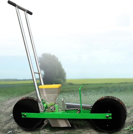 IMOSEI Garden Manual Seeder, Hand Push Seeder, 75-110cm Height Adjustable, Multiple Functions for Plowing Trenches and Covering Soil for Sowing, for Soy Peanut Corn Cotton Soybean