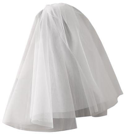 Hochzeitsschleier kurz, kurzer Damenschleier – kurzer Brautschleier, weiß, kurzer Hochzeitsschleier für Junggesellinnenabschiede, doppellagiges Hochzeitszubehör, Einzelnes Attribut, Refer to