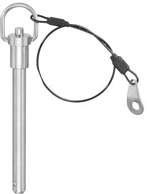 PATIKIL Perno Bloccaggio con Maniglia Anello Acciaio Inossidabile 3/8 x 3.15, Perni Bloccaggio a Sfera Acciaio Inossidabile 304, Perni Sicurezza con Pulsante, Filo da 25 Cm (9.5 x 80mm)