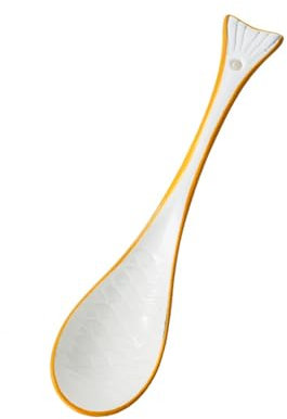 geschirrrührlöffel 6,7-Zoll-Fischlöffel, Keramikbesteck for Suppe, Brei, Dessert, Müsli, Reis, 2 Stück suppenlöffel dessertlöffel(Yellow)