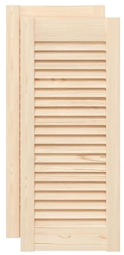 vidaXL Portes d'armoire à persiennes 2pcs 69x29,5cm Bois de pin Massif, Porte de Meuble, Porte de Garde-Robe, Panneau à persiennes en Bois