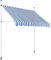 Yaheetech Tenda da Sole per Balcone Esterno Veranda a Bracci Estensibili con Manovella Regolabile Telo Avvolgibile Retrattile Resistente ai Raggi UV Telaio Telescopico 250 x 120 cm Blu e Bianco