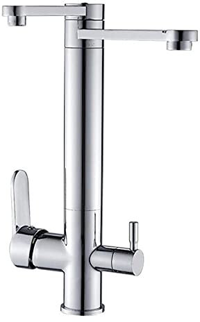 Rubinetto da Cucina Rubinetto per depuratore d'Acqua da Cucina a 3 Vie in Ottone con Rotazione a 360 ° Acqua Calda e Fredda-Cromo