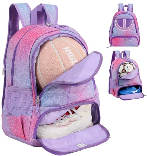 Basketballtasche für Damen und Herren, mit Ball- und Schuhfach, 30 l Fassungsvermögen, leicht, atmungsaktiv, für Mädchen und Jungen, Fußballtasche, Rucksack, passend für Volleyball, Fußball, Sport