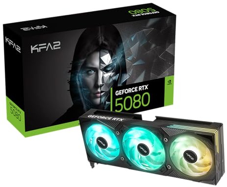 KFA2 GeForce RTX™ 5080 EX Gamer 1-Click OC, Xtreme Tuner App Control, 16GB, GDDR7, 256-Bit, DP 2.1b*3/HDMI 2.1b/DLSS 4/Gaming Grafikkarte (EX Gamer, Black, RTX 50 Series)