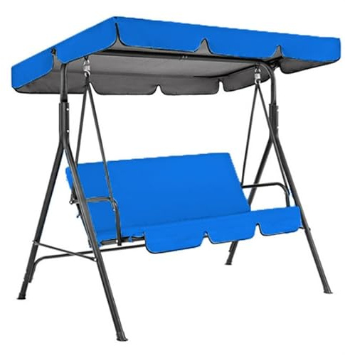 Replacement Canopy for Garden Swing Seat, Ruffles Swing Canopy Cover, Patio Hammock Cover, Swing Chair Top Cover Roof for Garden Outdoor, UV Protection(Size:195 * 125 * 15cm,Color:Blue)