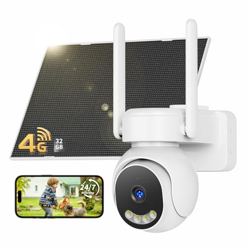 Tical 24/7 Aufnahme AOV 4G Überwachungskamera Aussen mit SIM Karte, 2K LTE kamera mit 12000mAh Akku 7,5W Solarpanel, 30M Personenerkennung, Auto-Tracking, 360° PTZ, Farb-Nachtsicht, 2-Wege-Audio, IP66