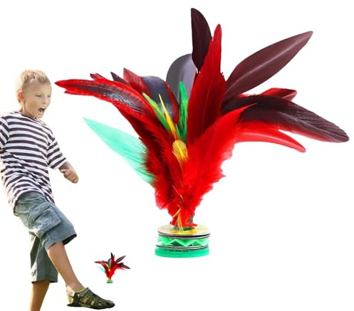 Kinesisk feaather Shuttlecock – färgglad fjäder shuttlecock, Jianzi Kick -fotleksak, hållbar gummibasträning Shuttlecock | Färgglad fjäderboll för rörlighet, flexibilitetsgrupp övning