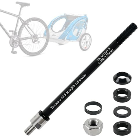 SWTHM Thru Axle Adapter M12 Adapter for 160-178 mm, Adjustable Shaft Length Bicycle Trailer Through-Axle Adapter for Most Bike Trailer Coupling (P 1.5)