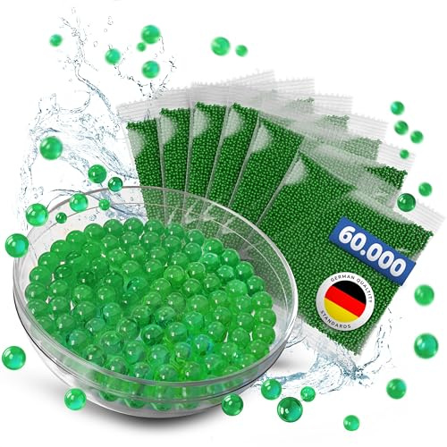 Bojani 60.000 Wasserperlen in blau, grün, gelb, rot, orange, türkis oder bunt gemixt, Geburtstagsdeko, Hochzeitsdeko, Party Deko, Tischdeko, Weihnachtsdeko (Grün)