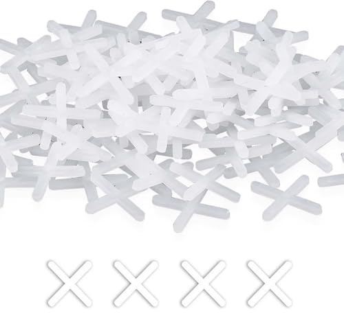 Tile Spacers 3mm - ShiningUU 500 Pcs Cross Shaped Plastic Gasket Spacers | Tiling Tools for Bathroom/Wet Rooms | UK Ceramic Tile Lnstallation for Fixing Mat Tile Leveling(White)​
