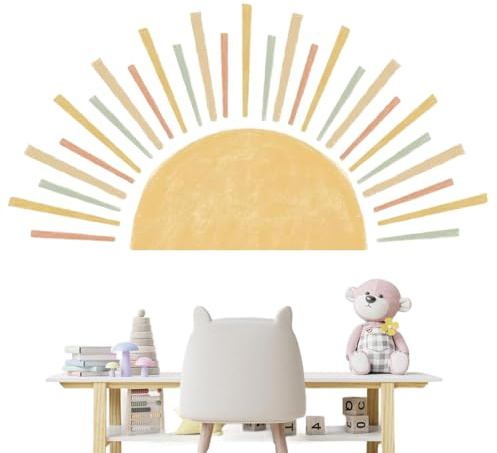 Wandtattoo Sonne Boho Wandsticker Boho Sonnenaufgang Wandaufkleber | Kinderzimmer Wanddeko für Mädchen, Schlafzimmer, Babyzimmer, Wohnzimmer