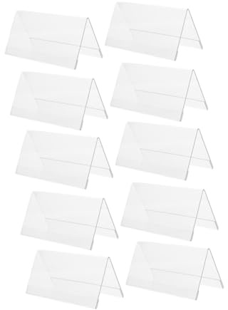 WEKADRIN 10 Piezas Placas Acrílicas Transparentes para Escritorio Soporte Estable y Resistente para Nombres y Números de Mesa para Bodas Tiendas y Oficinas