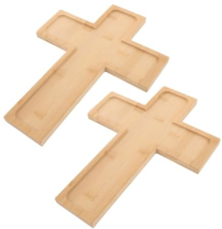 ELAYARD 2 Piezas Bandejas de Madera Forma de Cruz para Servir Aperitivos Tablas de Queso y Charcutería Decorativas para Navideña Hogar