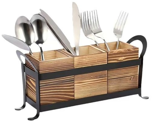 Genérico Portacubiertos Para Fiesta | Con Asa 3 Compartimentos Vintage Elegante Porta Cubiertos,Almacenamiento Para Utensilios De Cocina De Fiesta | Para Restaurante Cafetería Hogar Exterior
