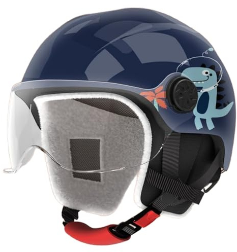Barnhjälm Med Öppen Ansiktsmask För Pojkar Och Flickor 3–12 År, ECE 22.06-Godkänd, Halvhjälm För Motorcykelkrascher, Barnhjälm Med Solskydd A,48-58cm
