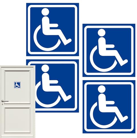 Disabled Stickers | 4 Pieces Self-Adhesive Waterproof Car Interior Accessories | Parking Number Plate for Wheelchair Users and People with Disabilities - for Bus Parking Hotel Bathroom House Gar