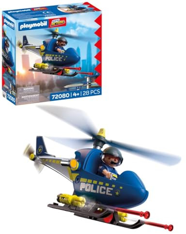 PLAYMOBIL City Action Police Helicopter | With Policeman, Rotating Rotors & Shooting Function | Infinite Fun | Children's Toy from 4 Years | 72080