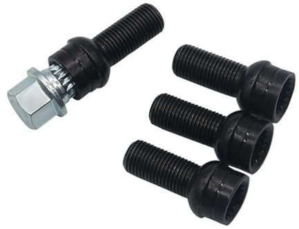 Motenna Set di dadi antifurto 4+1, adatti for VW, for Golf Jetta Beetle Passat 8D0601139F, bulloni for ruote auto, chiave, accessori for M14 x,5 27 tappo di copertura del dado dell'aletta della ruota