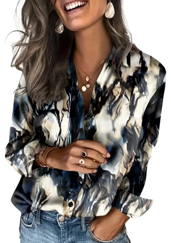 Zeagoo Women's Satin Blouse Long Sleeve Button Shirt Elegant V Neck Blouses | Soft Casual Office Work Tops S-XXL