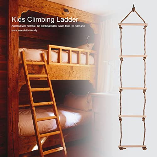 Generic Scala di Corda da Arrampicata Altalena Scala per Bambini in Legno Attrezzatura per Esercizi per Parco Giochi da Giardino