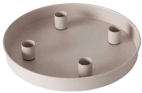 Soporte redondo de metal para velas con 4 agujeros para velas, bandeja decorativa de Navidad, soporte para velas de Adviento, centros de mesa para comedor 061041