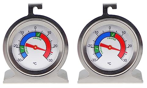 Fridge Freezer Thermometer Twin Pack For Monitoring Refrigerator Temperature Stainless Steel Freezer and Fridge Temperature Thermometer Pack